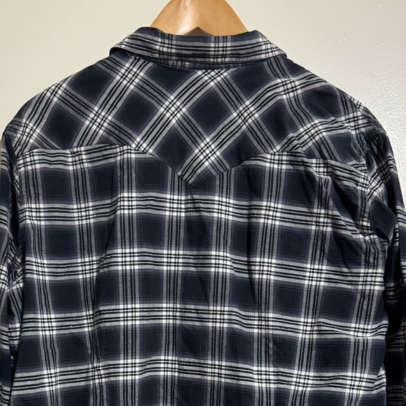 Panhandle Slim Rough Stock Black White Plaid Shirt youth XXL snap front - Picture 5 of 6